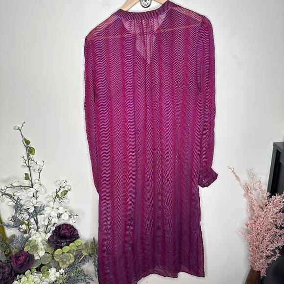 ANTHROPOLOGIE x MAEVE Imogen Sheer Tunic Purple Blue Sz 14 {LL11} - Picture 4 of 5